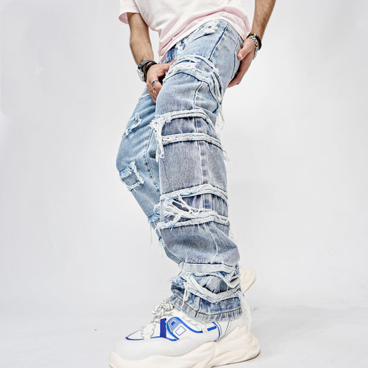 Men's Frayed Retro Casual Jeans