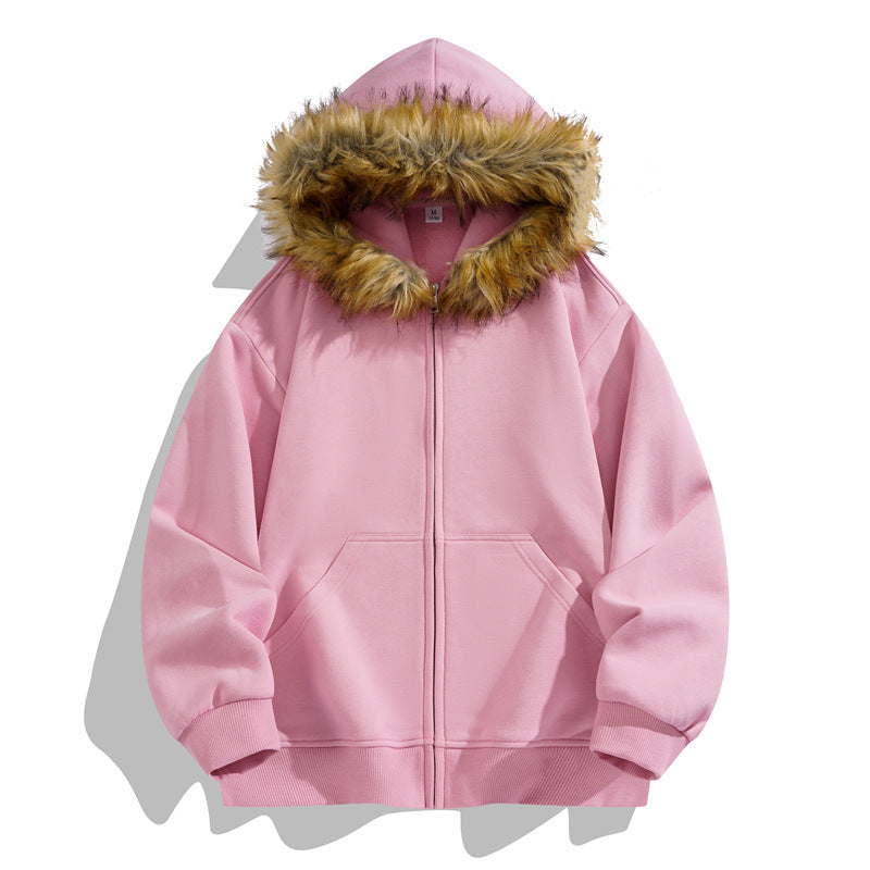 Couple's Faux Fur Zip-Up Hoodie