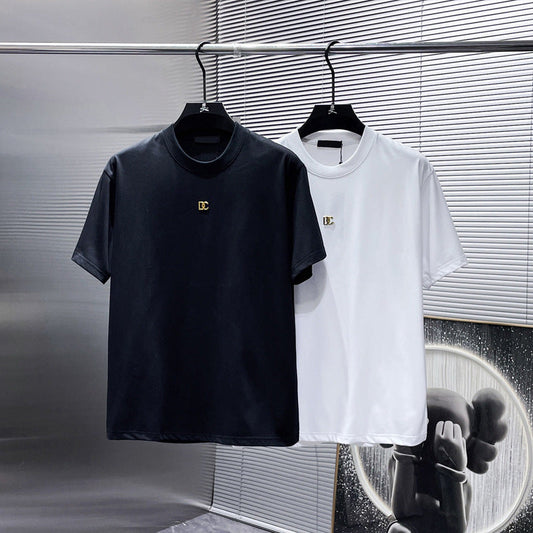 Lettering cotton short-sleeved top