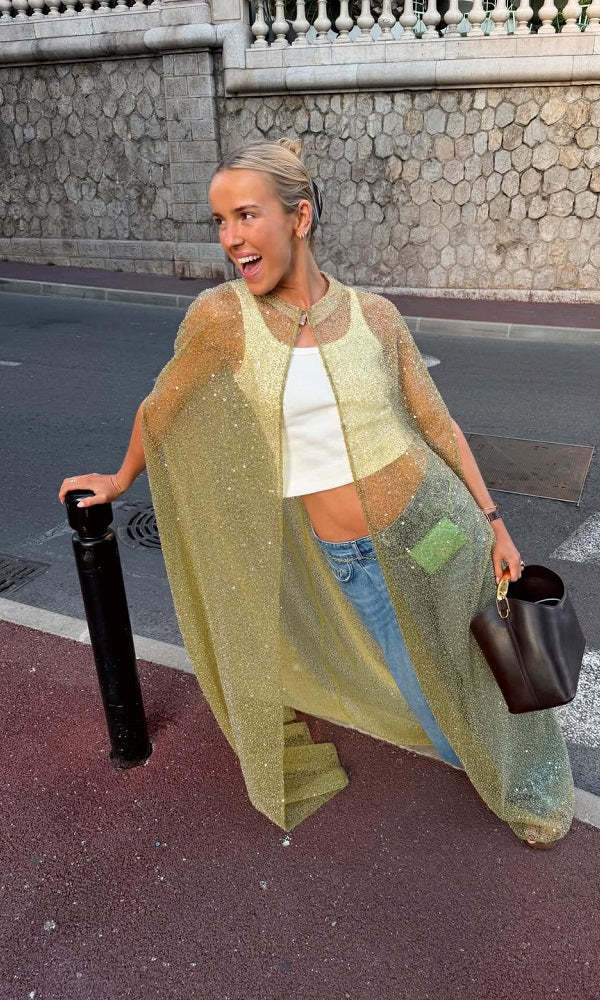 Party Sequin Casual Cape