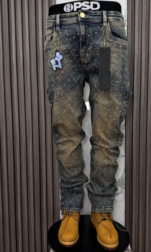 Men's Trendy Sparkling Rhinestone Casual Jeans