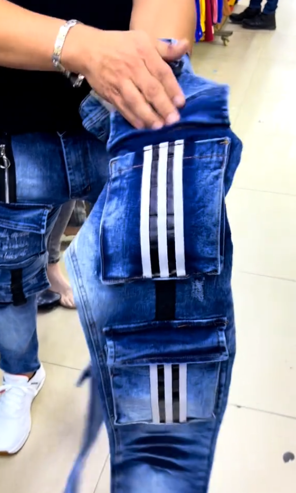 Men's Striped Zip-up Jeans