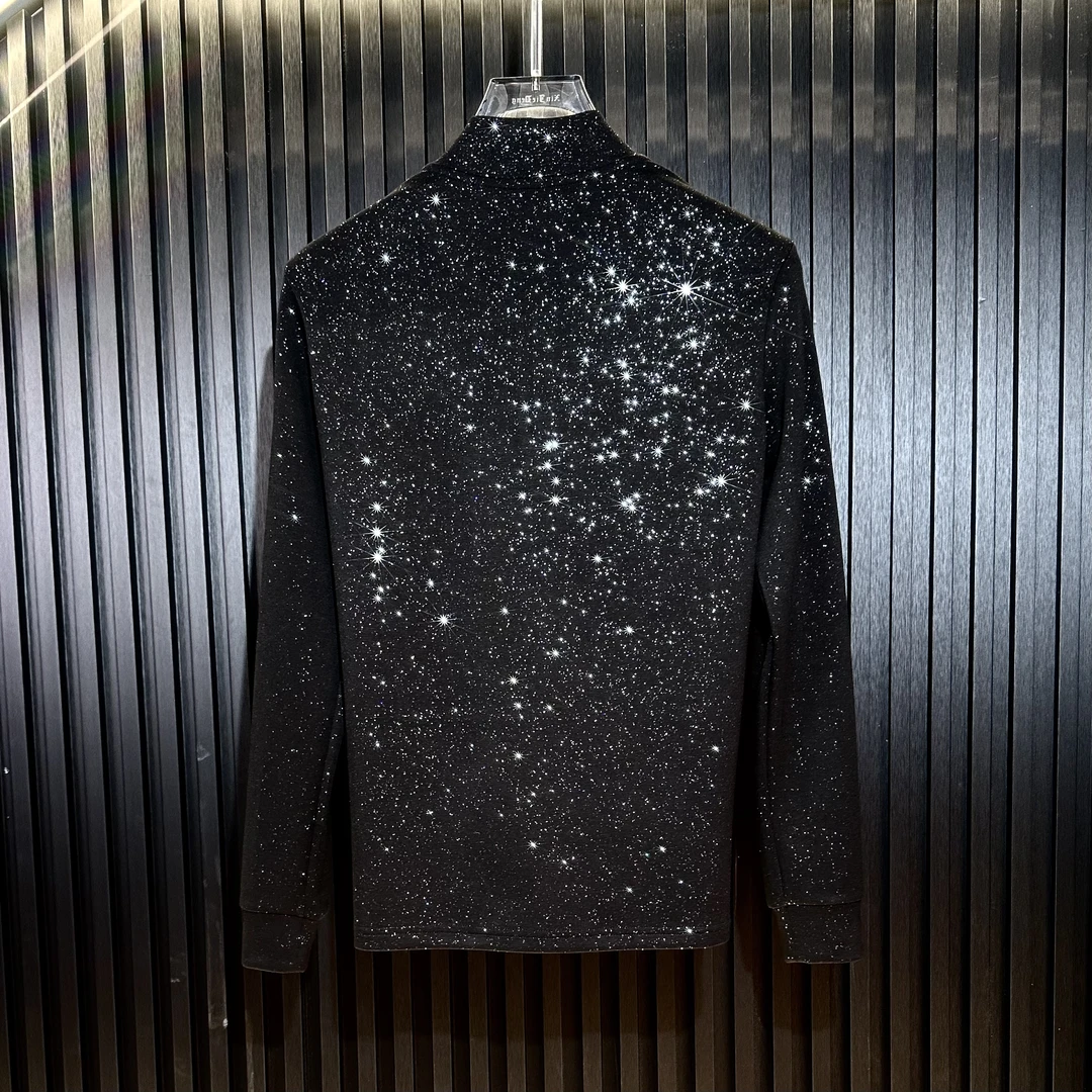 Sequined Embroidered Zip-up Top