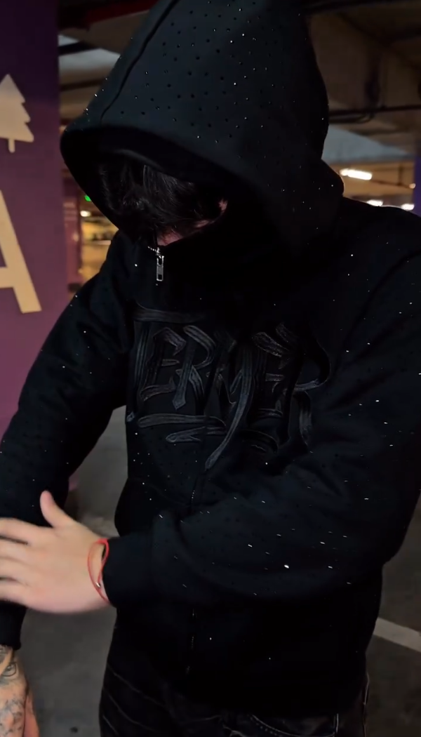 Couple Embroidered Sparkling Zipper Hoodies