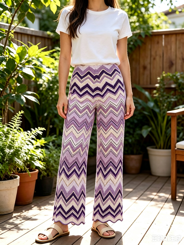 Knitted Wave-Pattern Vest & Pants Set