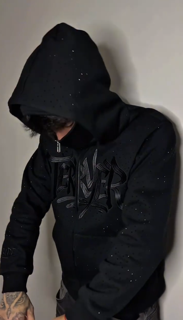 Couple Embroidered Sparkling Zipper Hoodies