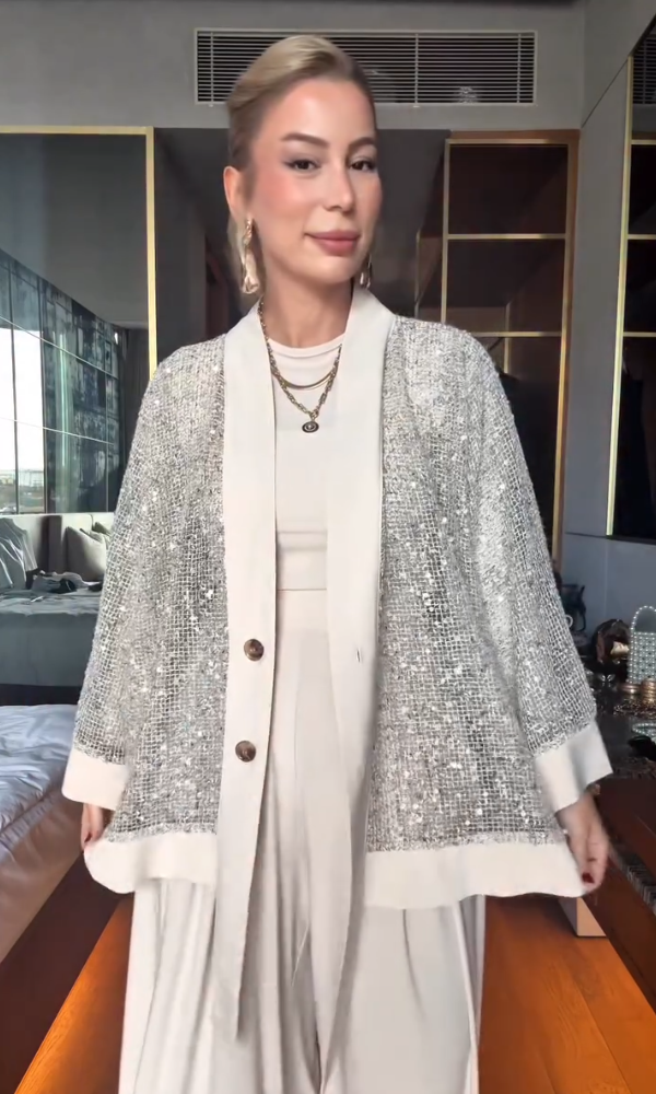 Sequin Button Coat