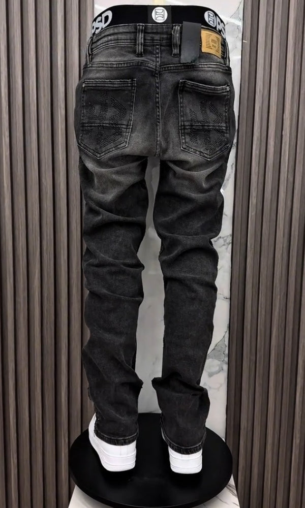 Men's Trendy Ripped Rhinestone Jeans