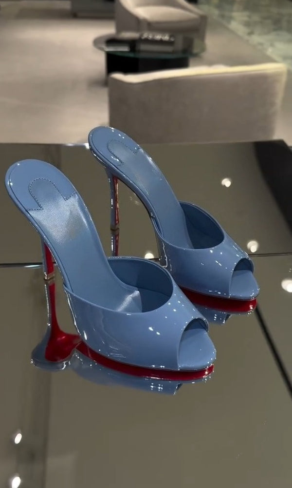 Glossy Leather Women's High-Heeled Sandals