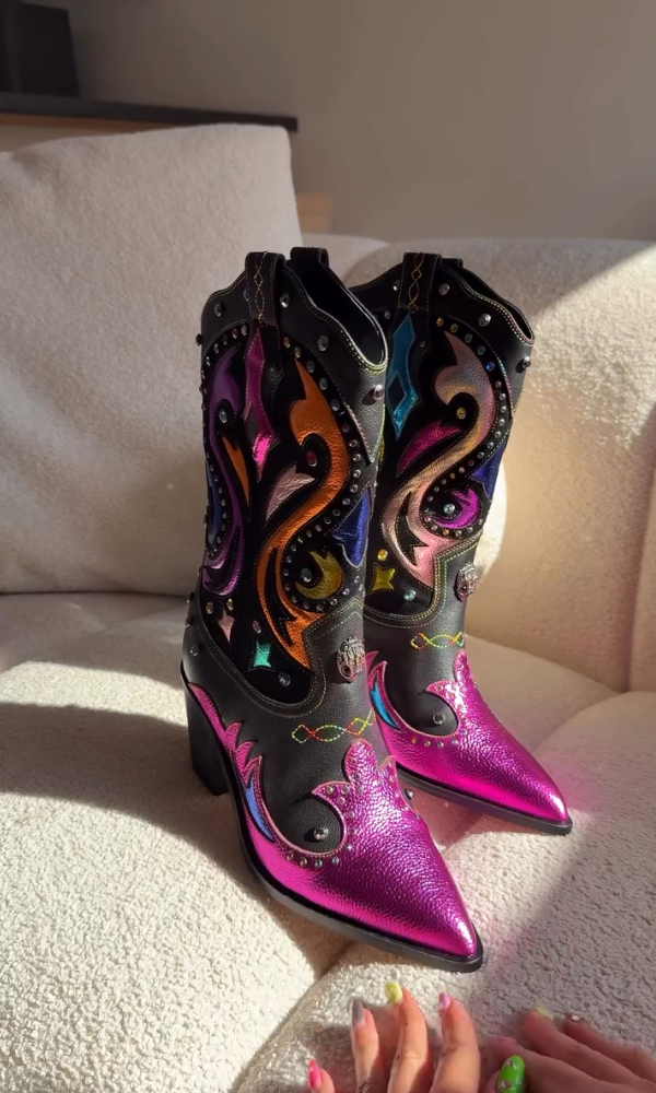 Chic Crystal Stone Casual Cowboy Boots