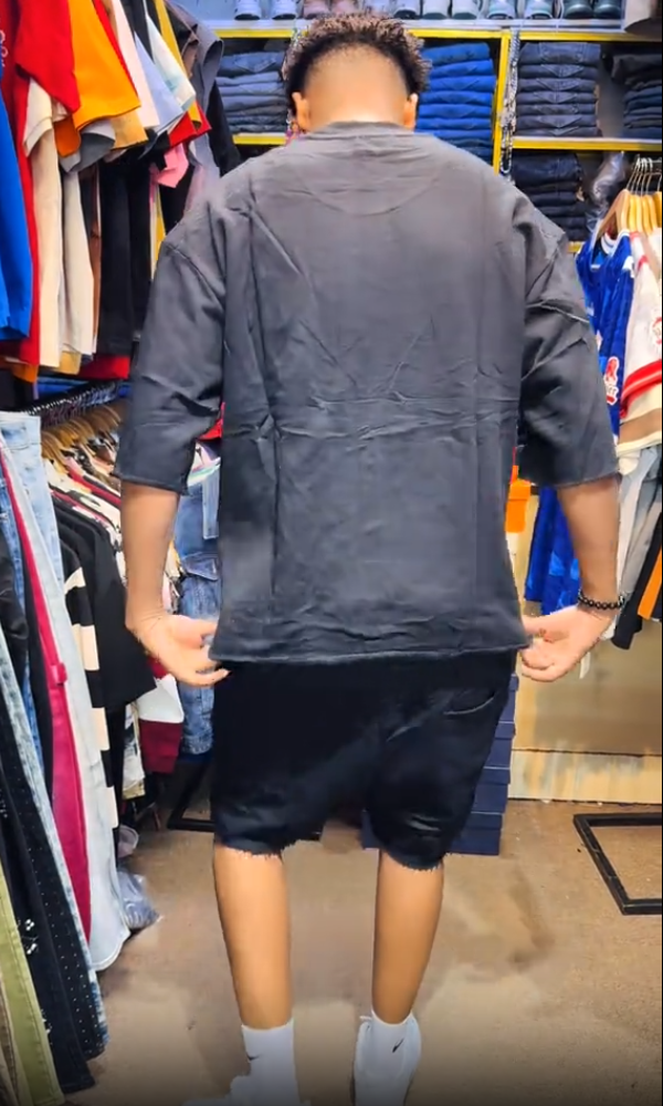 Men's Solid Color Casual Top & Shorts Set