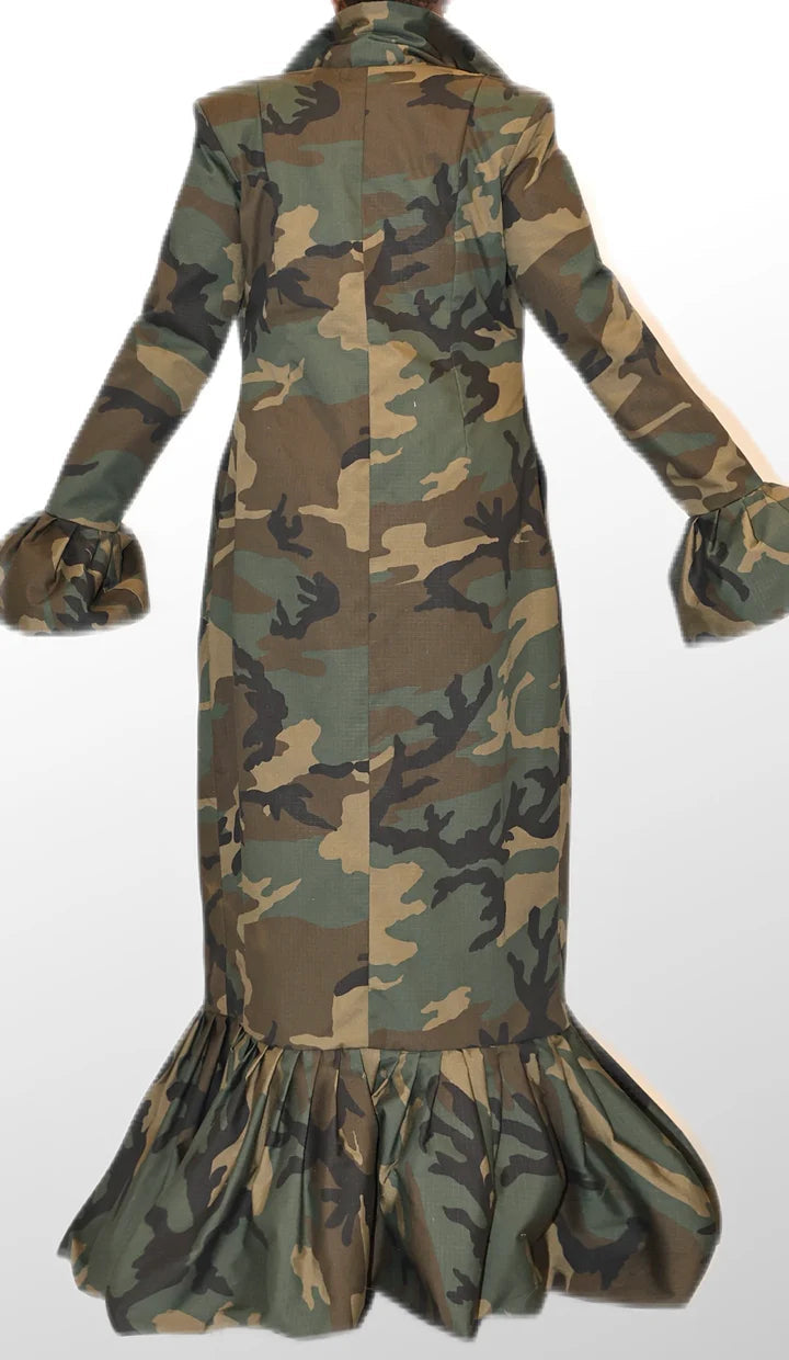 Casual Camouflage Duster Suit
