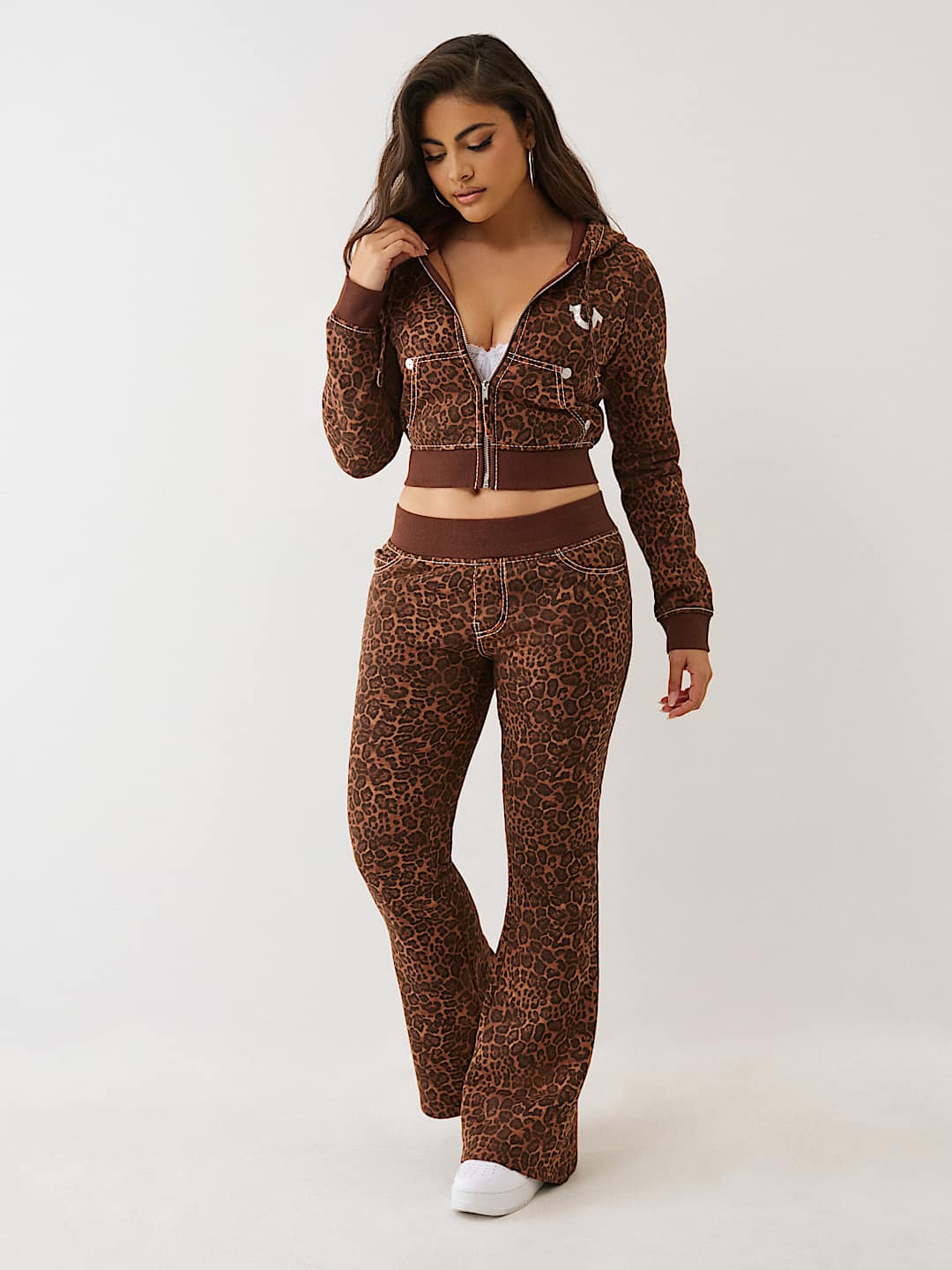 Embroidered Crystal Letter Hoodie Set