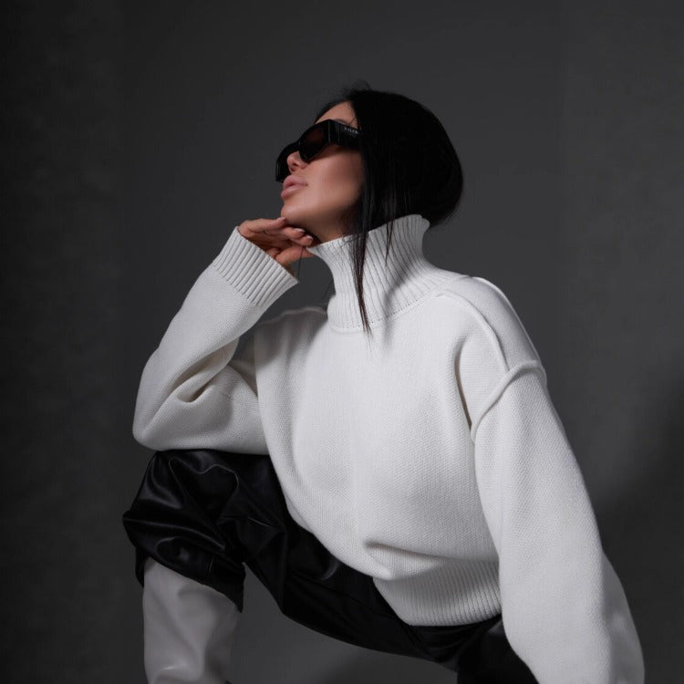 High-neck Wool Fashion Sweater