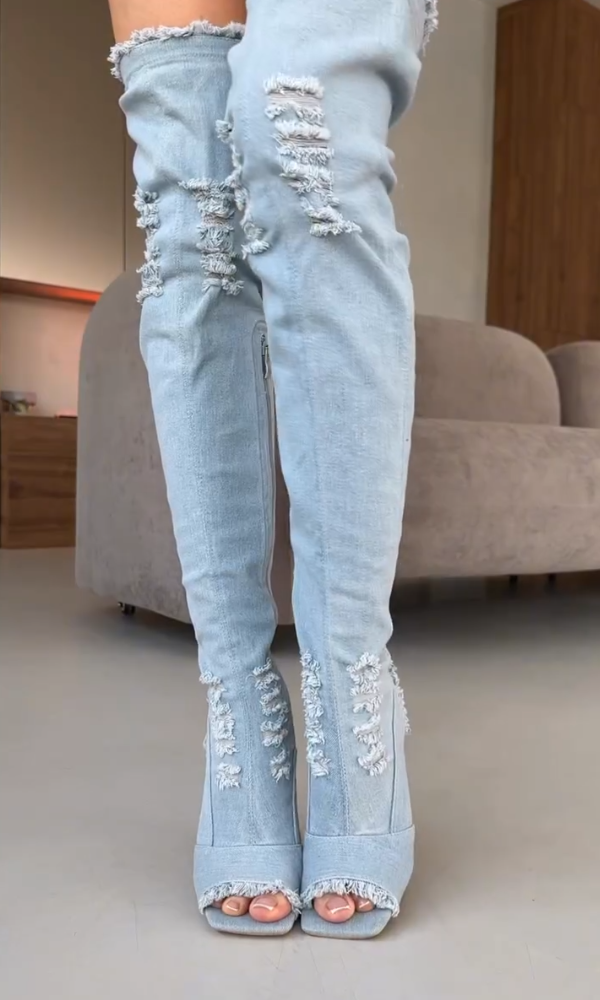 Women's Denim Over-the-Knee Boots