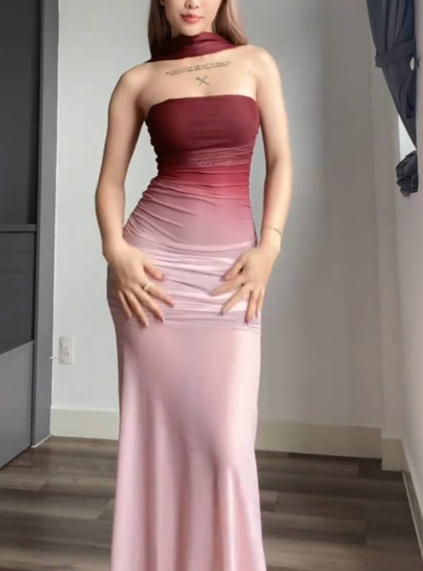 Ombre Silk Midi Dress