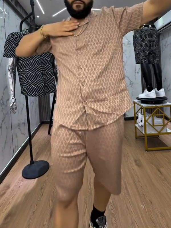 Men's Silk Versatile Shirt and Shorts Two-Piece Suit