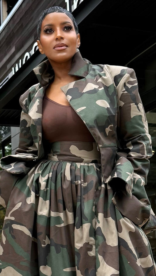 Casual Camouflage Duster Suit
