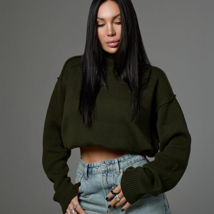 High-neck Wool Fashion Sweater