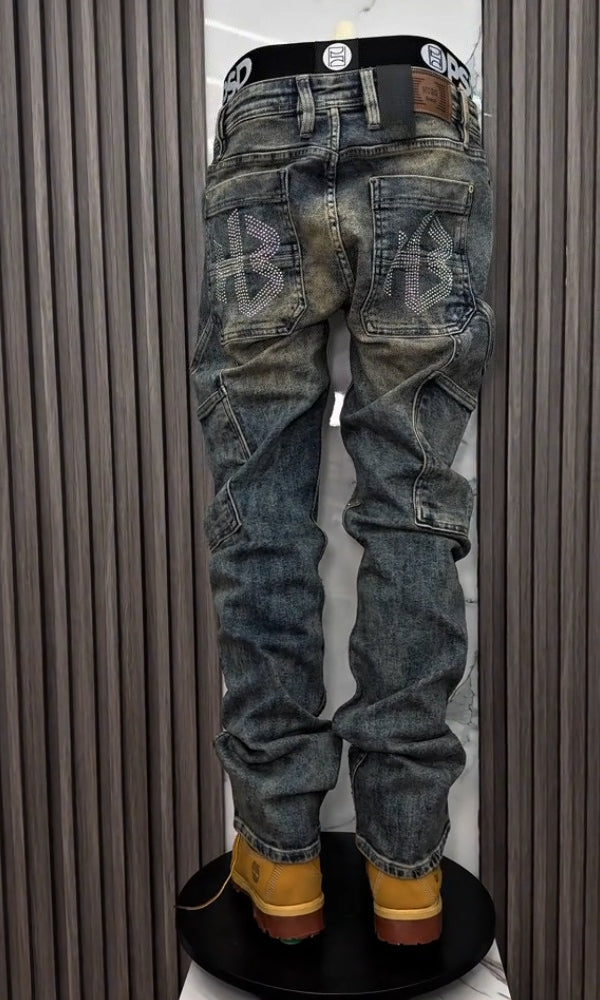 Men's Trendy Sparkling Rhinestone Casual Jeans