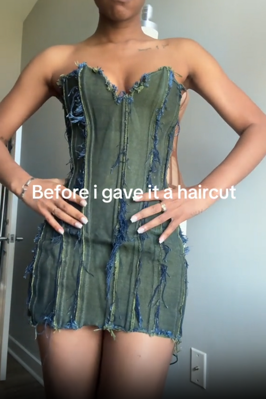 Stretch Vintage Denim Mini Dress