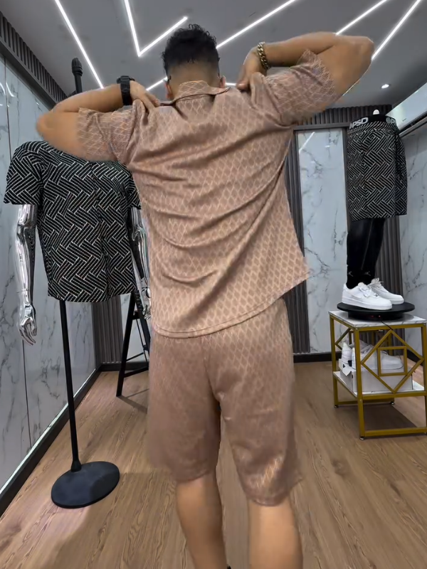 Men's Silk Versatile Shirt and Shorts Two-Piece Suit