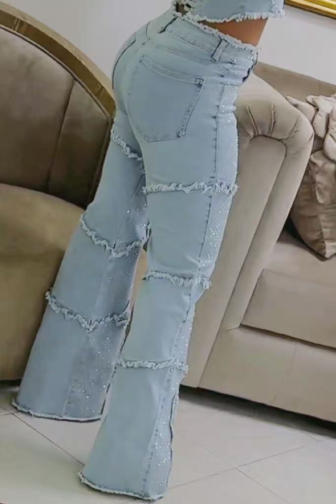 Women's Shiny Denim Casual Pants