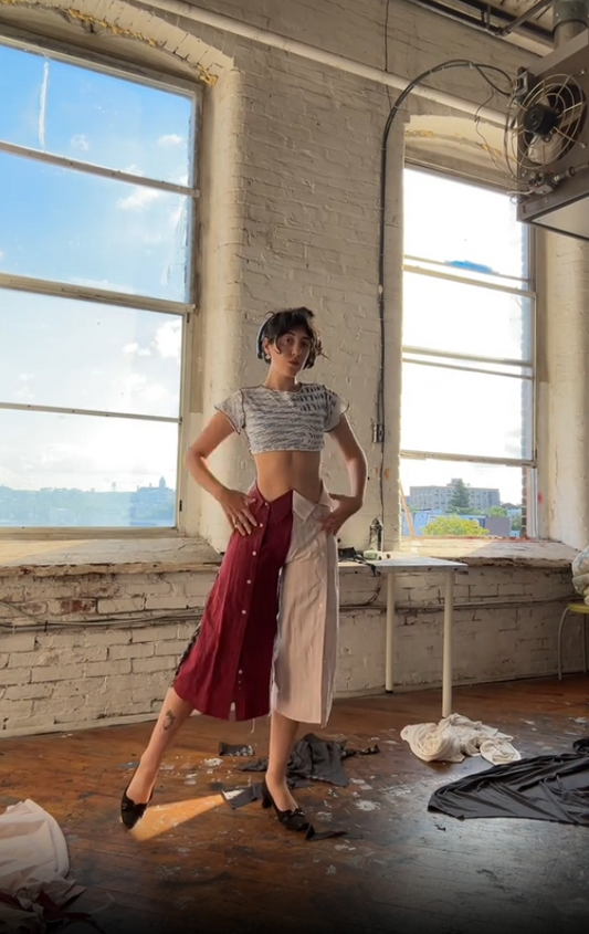 Chic Shirt-paneled Loose Pants