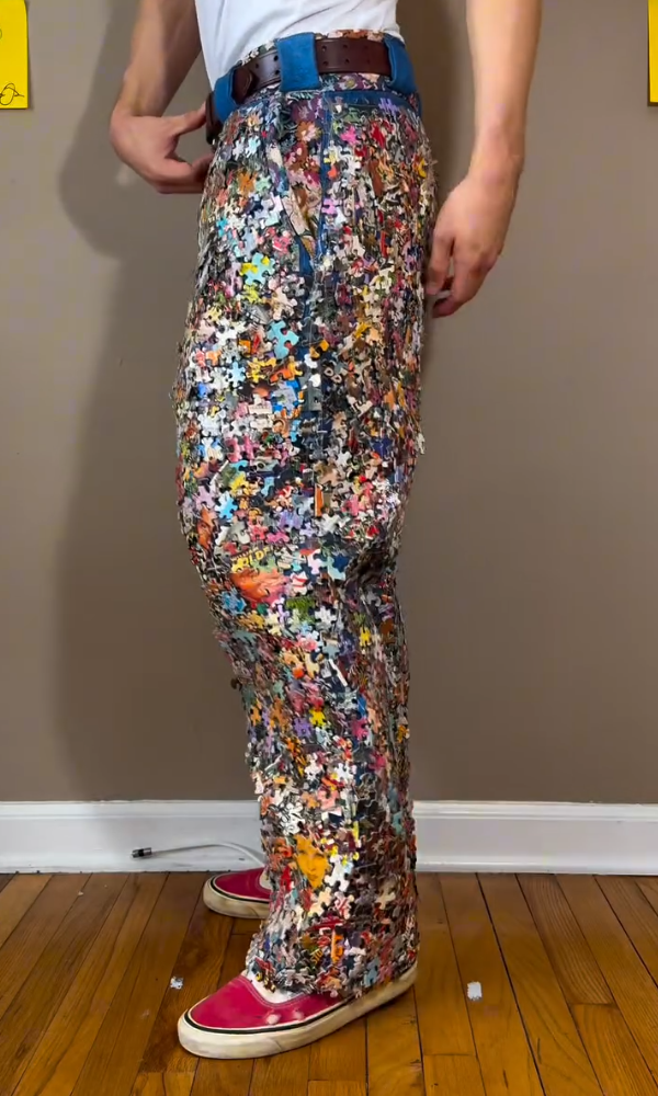 Chic Print Puzzle Jeans