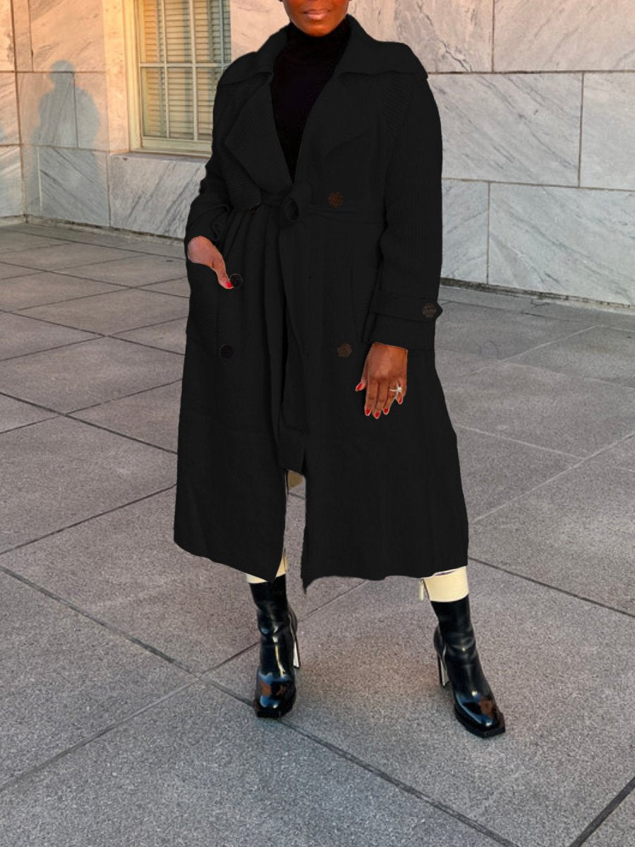 Chic Knit Sweater Trench Coat
