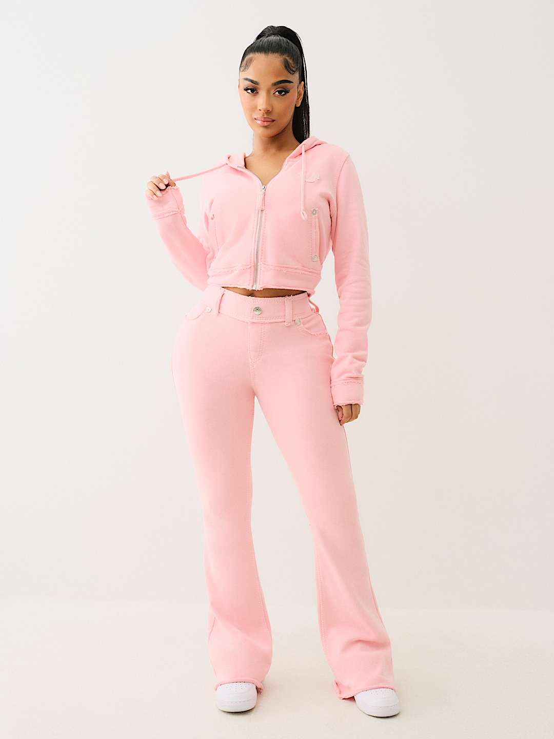 Embroidered Crystal Letter Hoodie Set