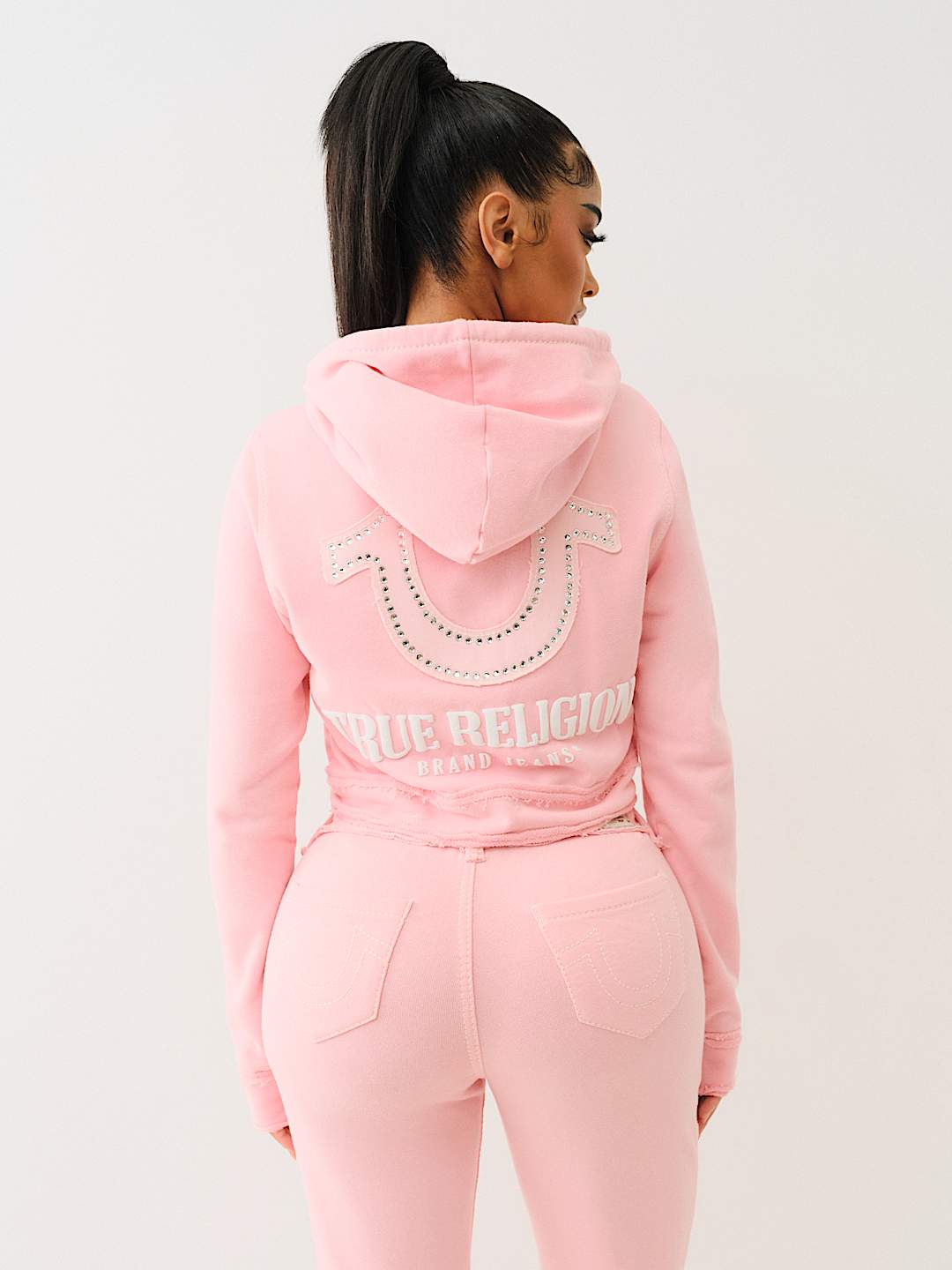 Embroidered Crystal Letter Hoodie Set