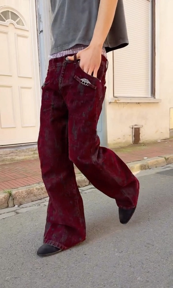 Men's Chic Flocked Flared Jeans