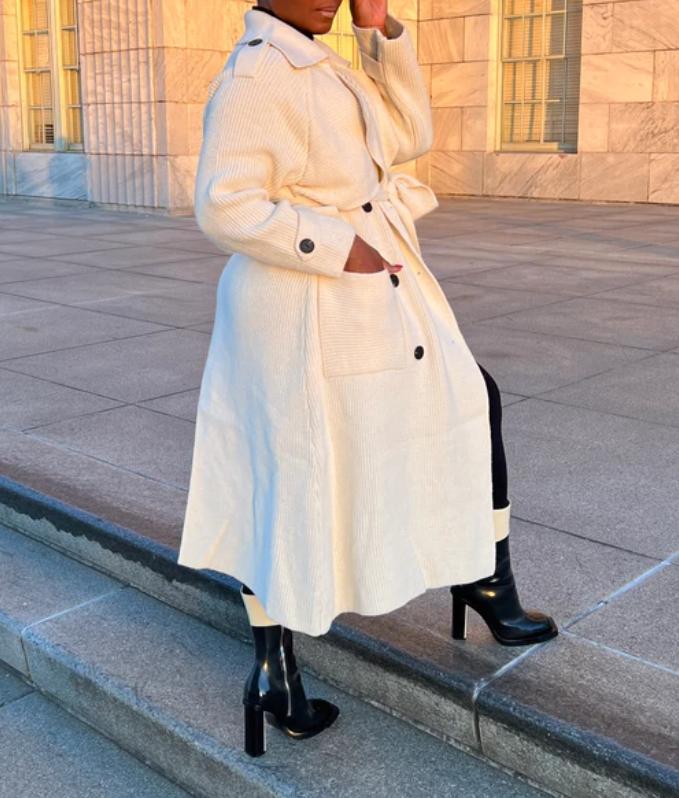 Chic Knit Sweater Trench Coat