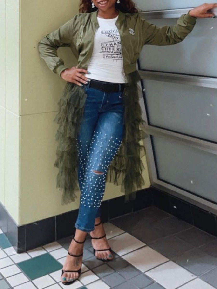 Lace Bomber Jacket