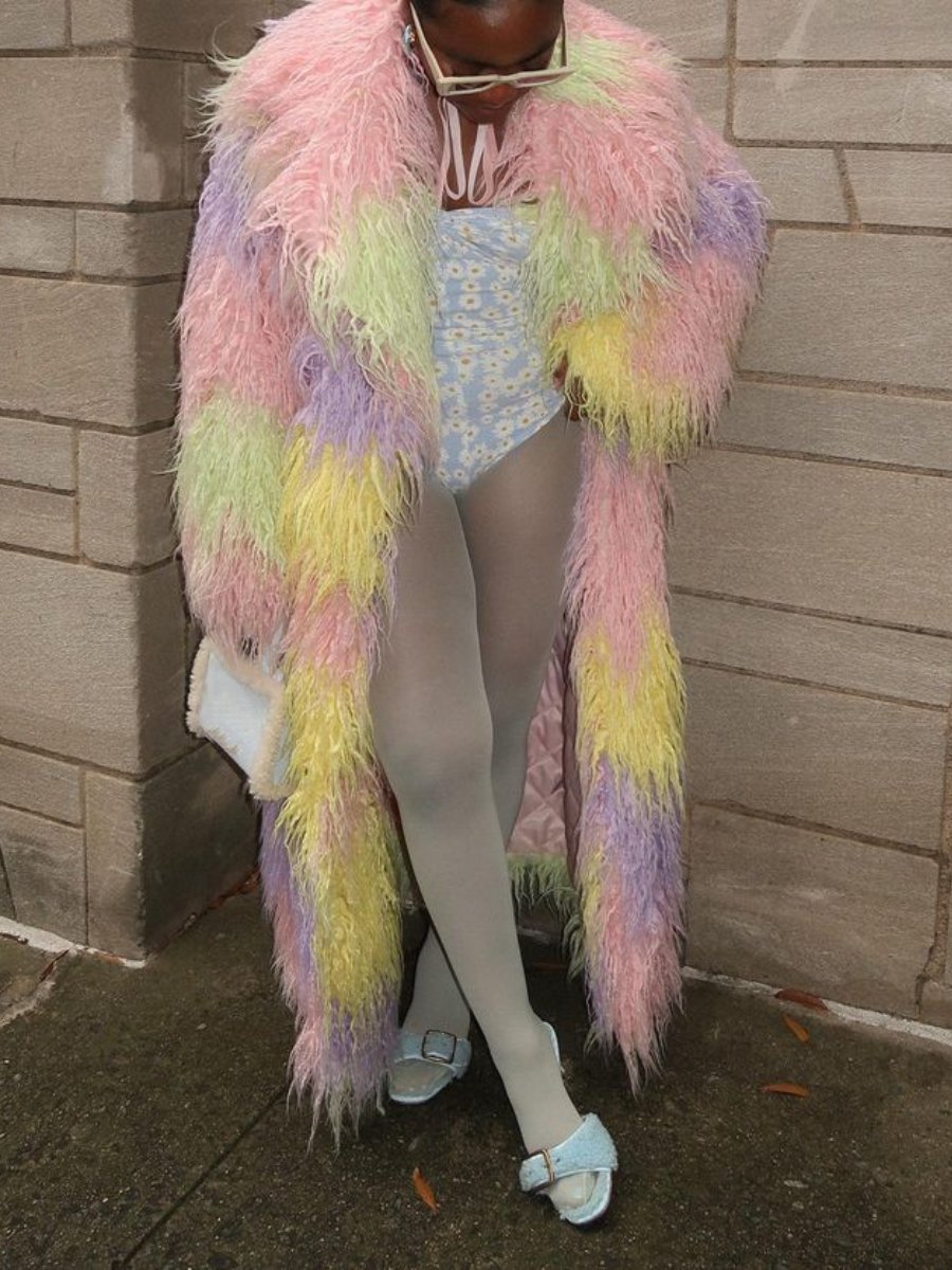 Rainbow Faux Fur Coat