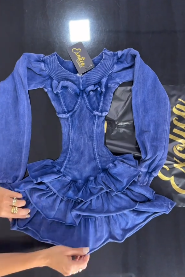 Casual Stretch Crew Neck Mini Dress