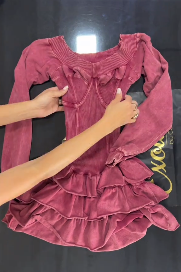 Casual Stretch Crew Neck Mini Dress