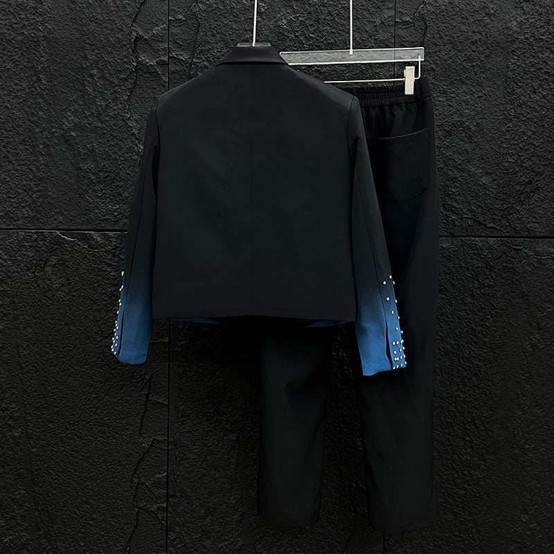 Men's Party Trendy Diamond Jacket & Trousers Set