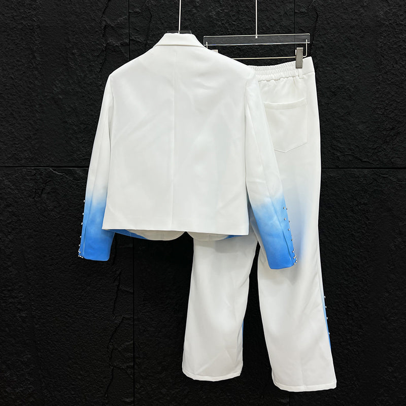 Men's Party Trendy Diamond Jacket & Trousers Set