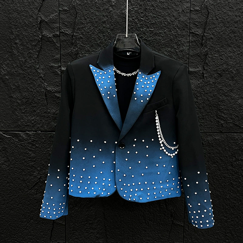 Men's Party Trendy Diamond Jacket & Trousers Set