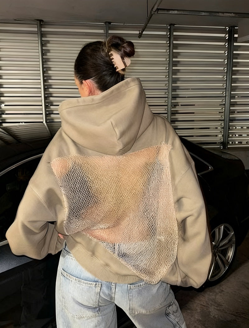 Versatile Backless Mesh Hoodie